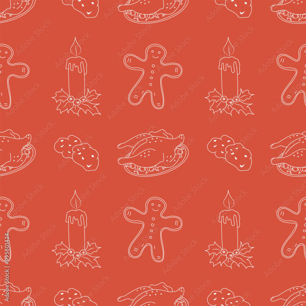 Seamless christmas pattern. New year background. Doodle illustration with christmas icons Seamless christmas pattern. New year background. Doodle illustration with christmas icons