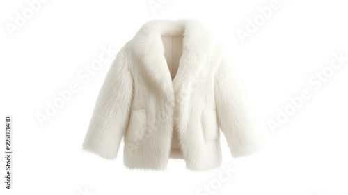 A white fur coat with a hood