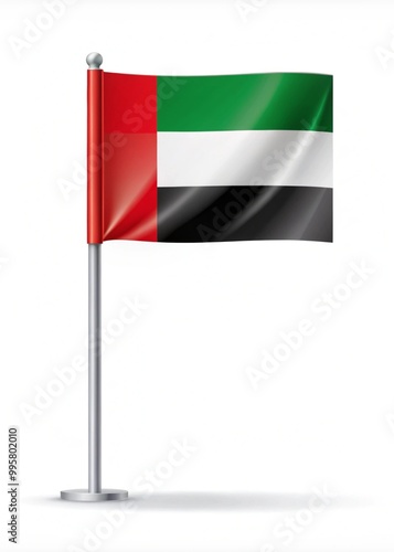 United Arab Emirates Flag Waving on White Background