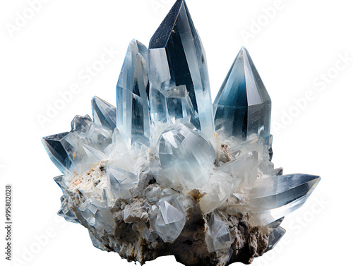 a crystal cluster with multiple pointy crystals photo