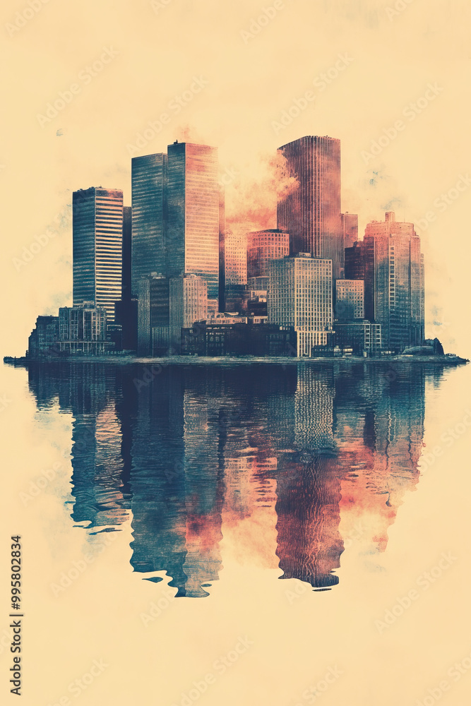 Obraz premium Oslo, Norway, color pen pencil hand-drawn effect drawing illustration for travel poster, card, wallpaper, backdrop or banner. Modern, clear, artistic and simple