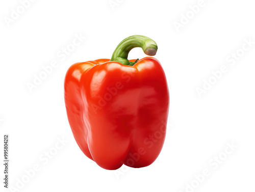 a red bell pepper with a green stem photo