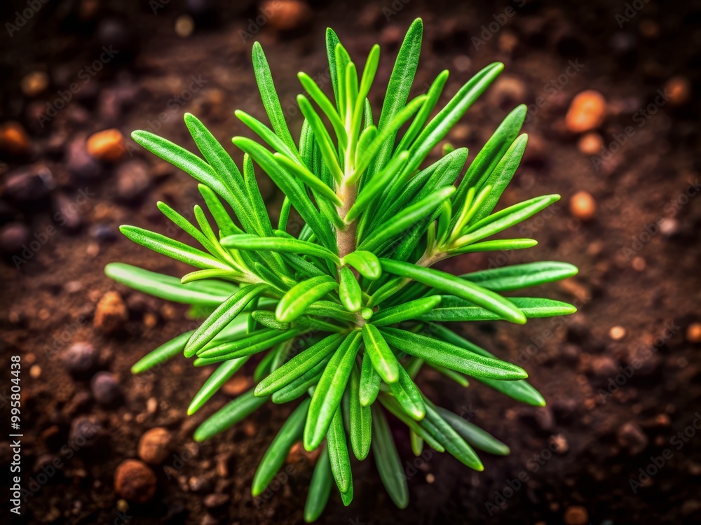 Fresh rosemary plant with fragrant leaves, flourishing in garden soil, ideal for enhancing culinary creations and Fresh rosemary plant with fragrant leaves, flourishing in garden soil, ideal for enhancing culinary creations and