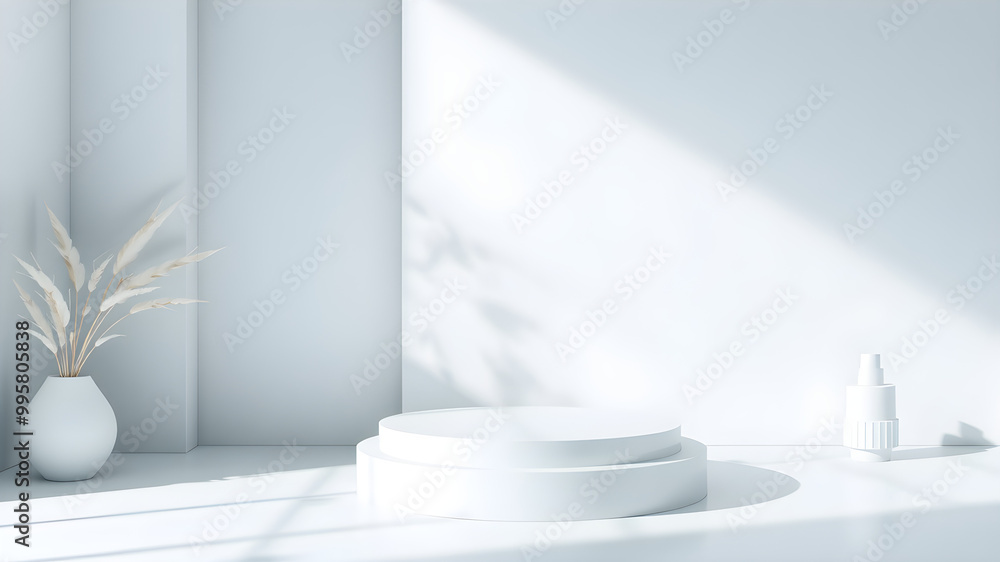 Minimalist White Scene with Elegant Accessories Minimalist White Scene with Elegant Accessories