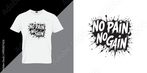 No pain no gain gym fitness typography t shirt design. 
Typography, lettering For T-Shirt, Mug, Banner, Poster, Etc