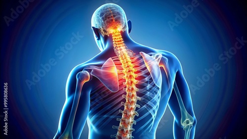 Wallpaper Mural 3d medical illustration highlighting back pain with the skeletal system of a male figure Torontodigital.ca