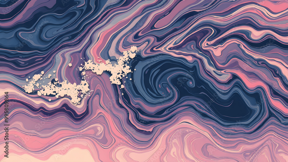 Abstract Swirling Waves in Pink and Blue Tones Abstract Swirling Waves in Pink and Blue Tones