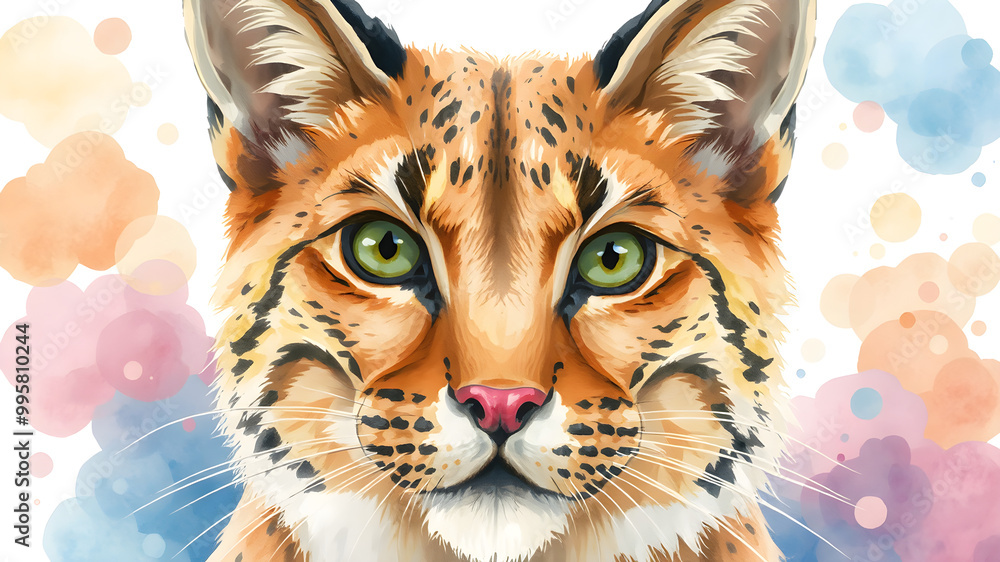 Colorful Lynx Illustration with Soft Background Hues Colorful Lynx Illustration with Soft Background Hues