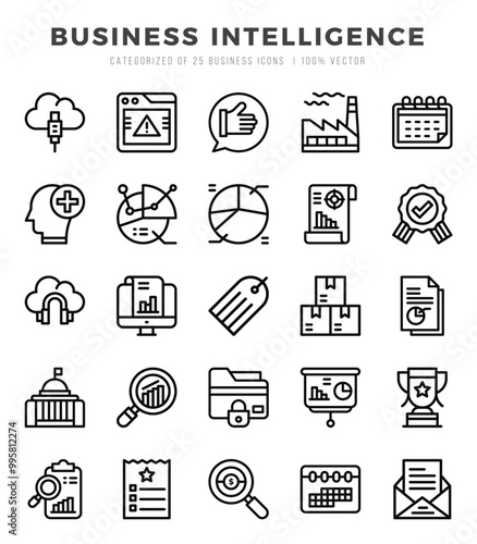 Business Intelligence icon pack for your website. mobile. presentation. and logo design.