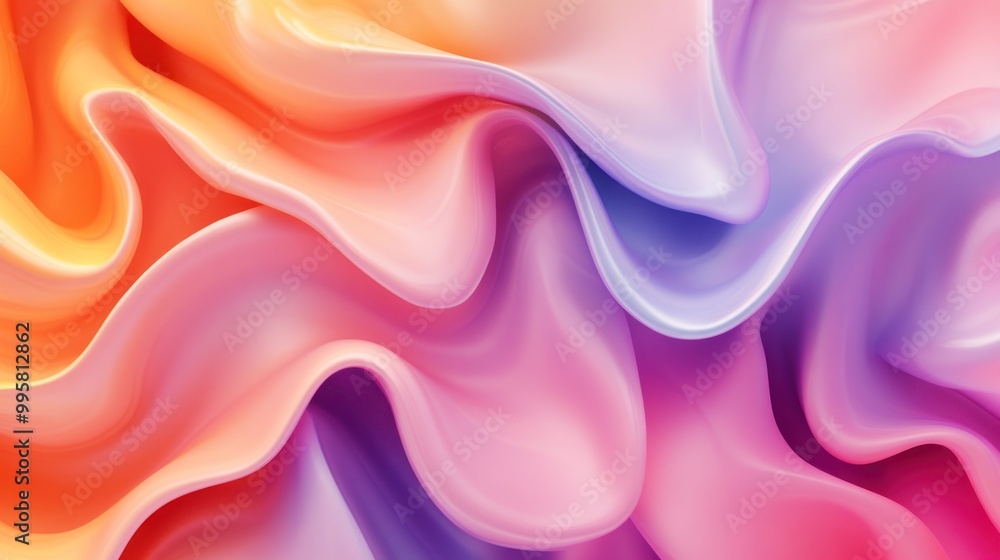 Fototapeta premium Abstract waves of vibrant colors flowing smoothly in a harmonious blend, creating an energetic and soothing visual experience.