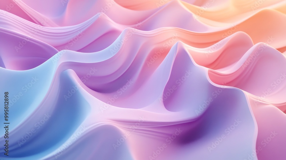 Obraz premium Abstract wavy fabric in soft pastel colors creating a serene and dreamy atmosphere.