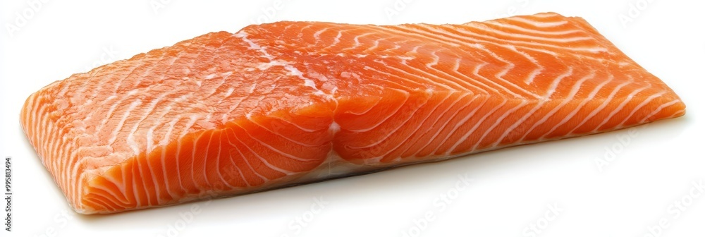 Fresh, Raw Salmon Fillet Isolated on White Top View of a Delicious Atlantic Salmon Cut Fresh, Raw Salmon Fillet Isolated on White Top View of a Delicious Atlantic Salmon Cut