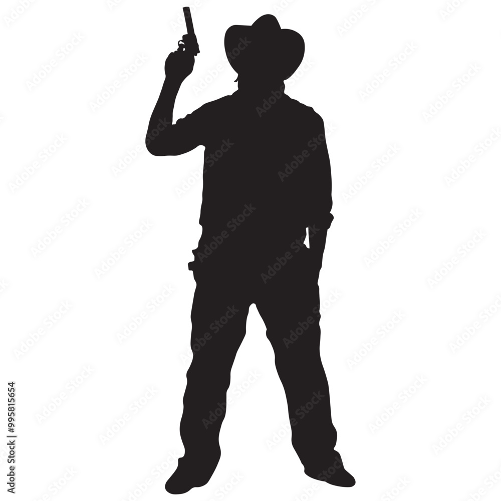 Cowboy Silhouette on White Background. Flat Vector Graphic Cowboy Silhouette on White Background. Flat Vector Graphic