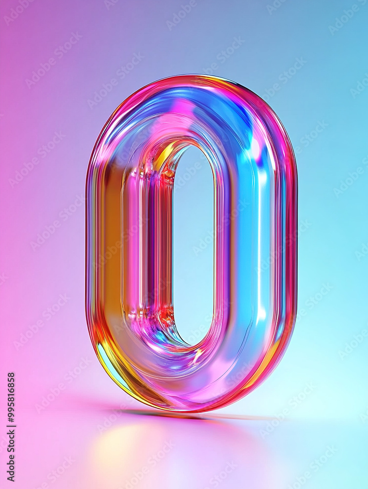 3D transparent glass textured number 3D transparent glass textured number