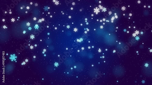 beautiful blue snowflakes background snowfall background for Christmas commercial uses, beautiful snowflake falling background animation