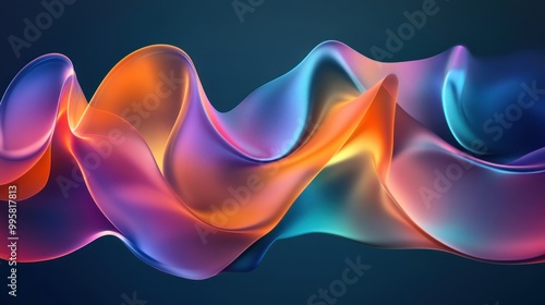 Wallpaper Mural Abstract colorful flowing waves in vibrant hues of blue, orange, and pink create a sense of movement and fluidity. Torontodigital.ca