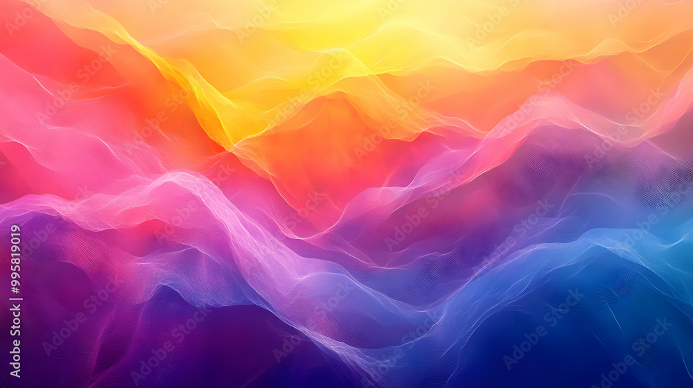 Abstract Colorful Wavy Landscape with Digital Art Style Background Abstract Colorful Wavy Landscape with Digital Art Style Background
