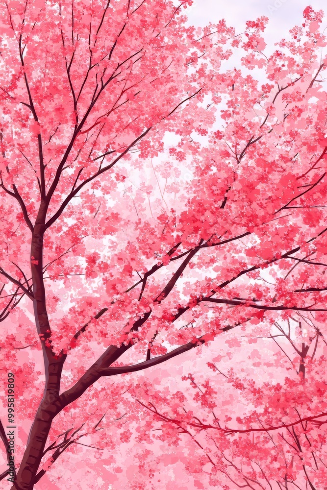 Beautiful Pink Cherry Blossom Tree in Full Bloom, Abstract Floral Background for Spring Designs Beautiful Pink Cherry Blossom Tree in Full Bloom, Abstract Floral Background for Spring Designs