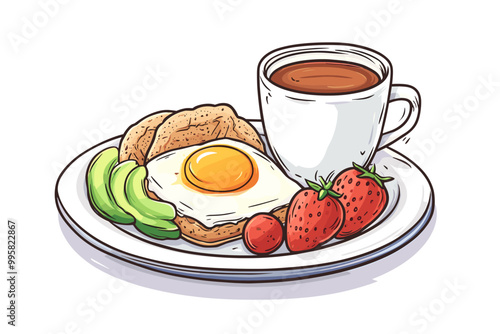 Healthy breakfast vector illustration of food for breakfast. Morning meal. Breakfast menu