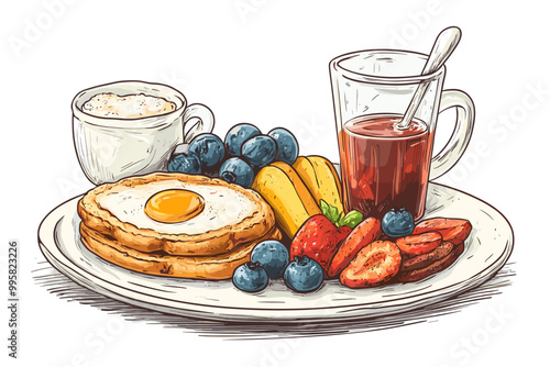 Healthy breakfast vector illustration of food for breakfast. Morning meal. Breakfast menu