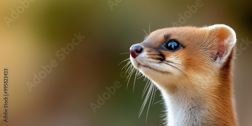 A close-up shot of a weasels with an alert expression and sharp eyes