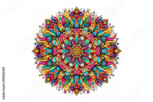 Colorful Mandala Design, White Background