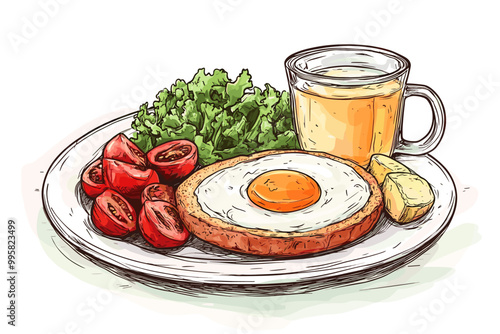 Healthy breakfast vector illustration of food for breakfast. Morning meal. Breakfast menu