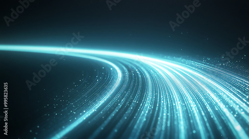 Abstract glowing digital lines with cool blue tones, ideal for promoting cutting-edge tech products or services.