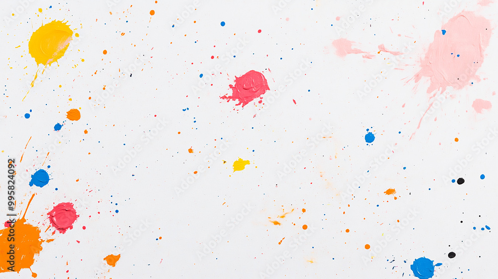 Abstract splashes of paint on a white background, bright and energetic for modern art-inspired decor. Abstract splashes of paint on a white background, bright and energetic for modern art-inspired decor.