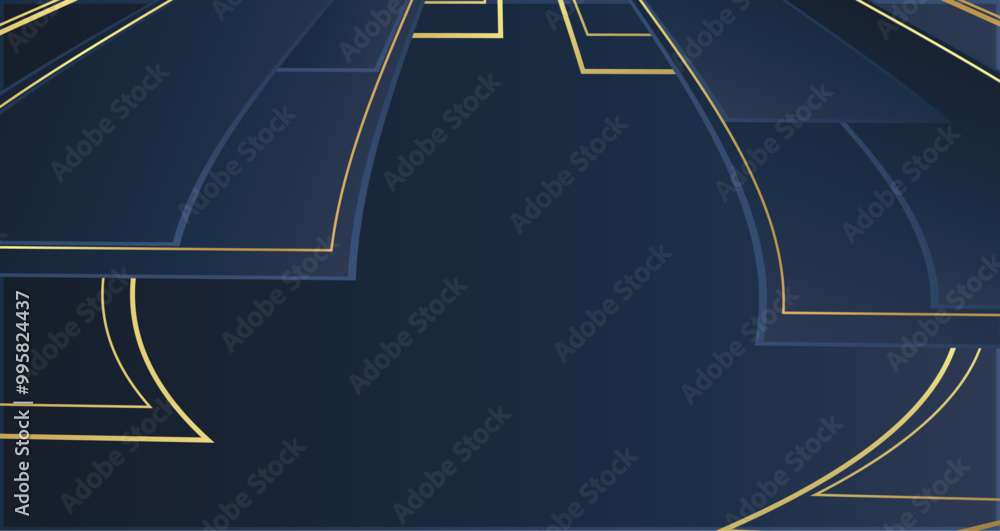 Naklejka premium Geometric shapes in dark blue and gold tones