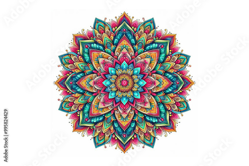 Colorful Mandala Design, White Background