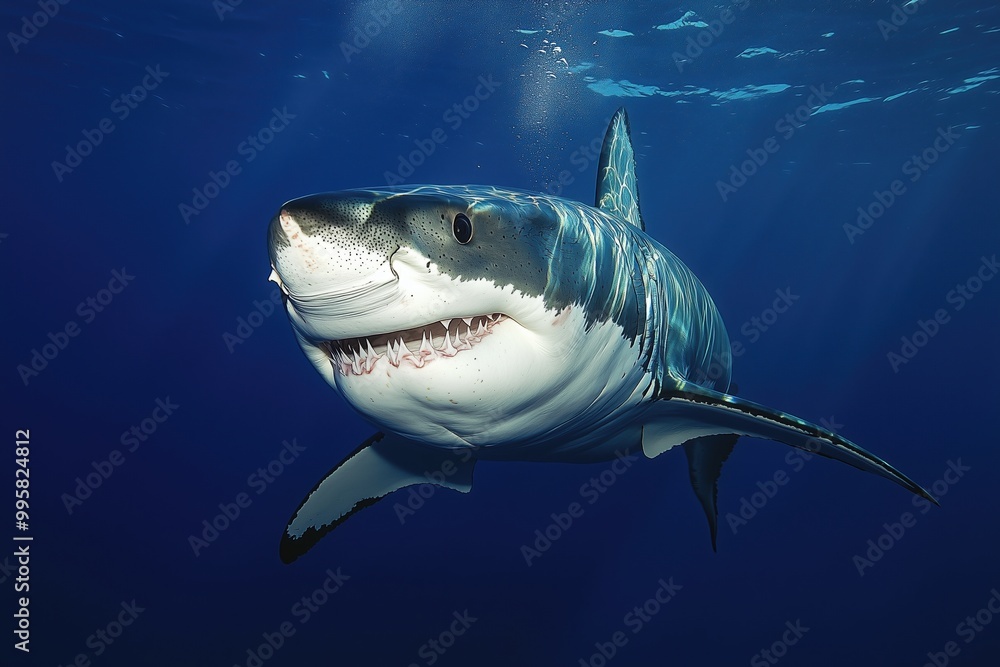 Fototapeta premium A large shark is swimming in the ocean