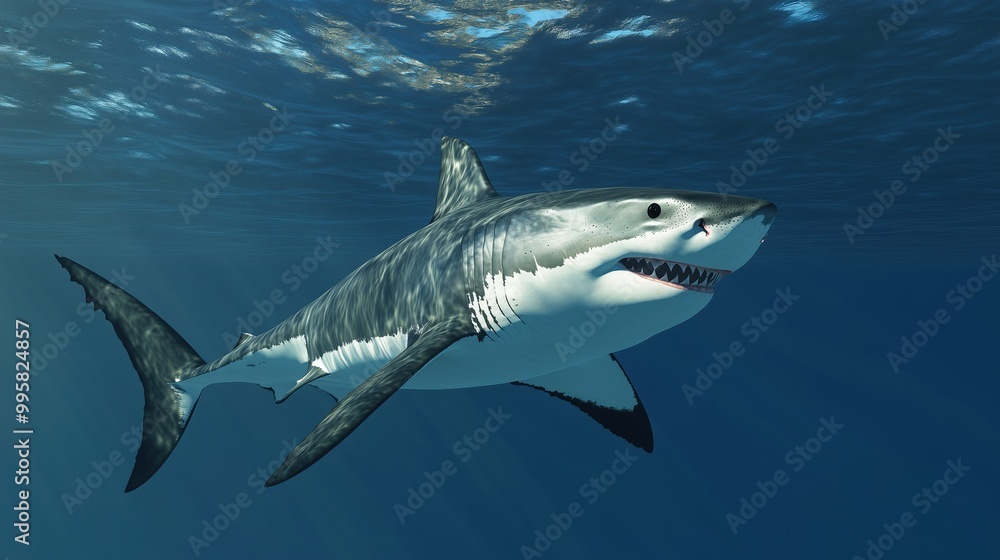 Fototapeta premium A large shark is swimming in the ocean