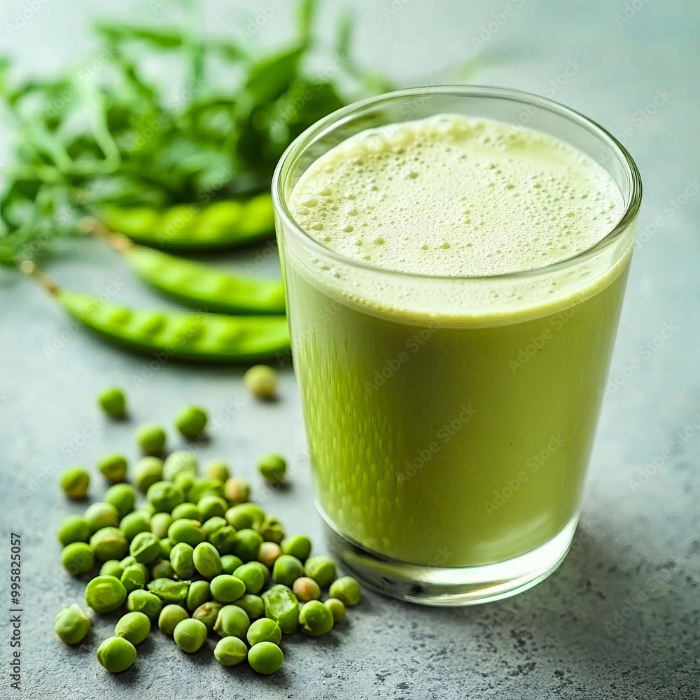 A glass of green peas next to a pile of peas A glass of green peas next to a pile of peas