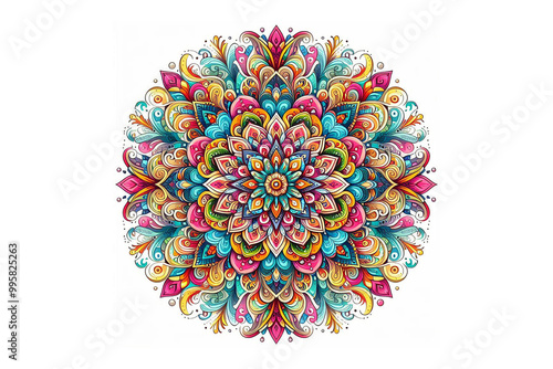 Colorful Mandala Design, White Background