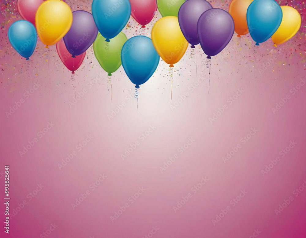 Colorful balloons in various shades float against a soft pink background, creating a festive and cheerful atmosphere. Colorful balloons in various shades float against a soft pink background, creating a festive and cheerful atmosphere.