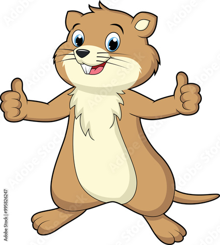 Cute standing gopher with thumbs up