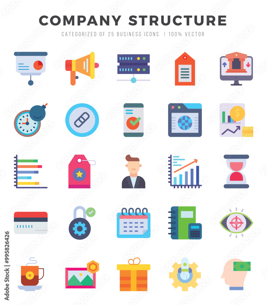 Company Structure Icons Pack Flat Style. Vector illustration. Company Structure Icons Pack Flat Style. Vector illustration.