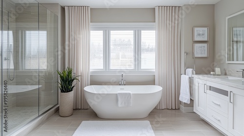 Elegant and Spacious Modern Bathroom with Natural Light