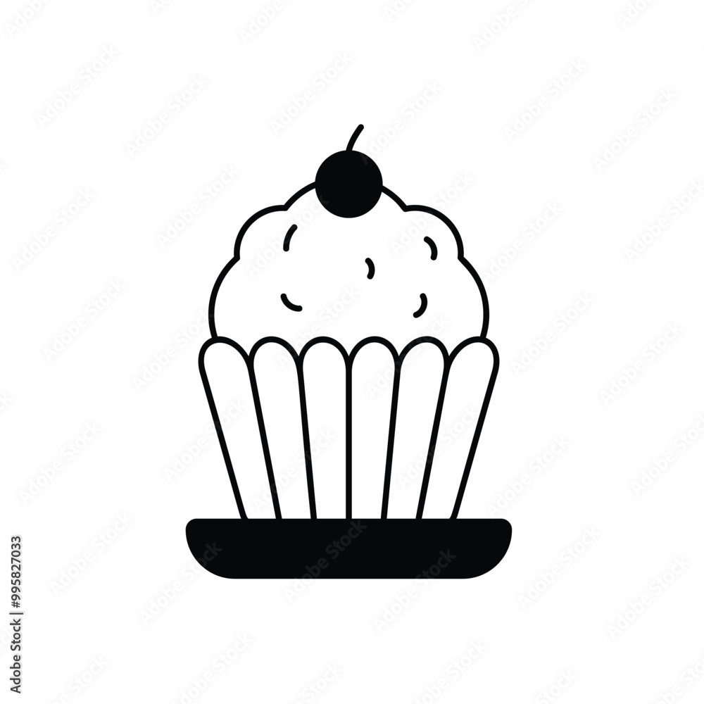 cup cake glyph icon with white background vector stock illustration cup cake glyph icon with white background vector stock illustration