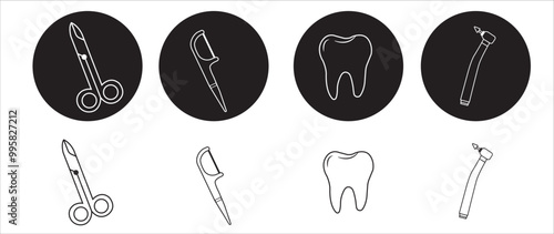 Dental tools icon set. Dental icon set vector illustration