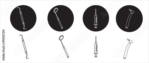Dental tools icon set. Dental icon set vector illustration