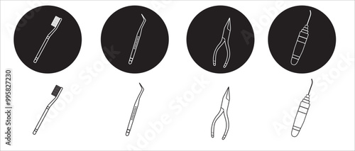 Dental tools icon set. Dental icon set vector illustration