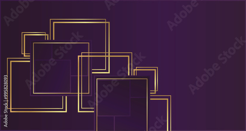 Abstract design featuring rich purple hues and elegant golden lines