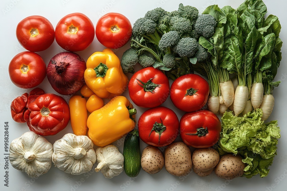 artful arrangement of fresh vegetables on pristine white surface vibrant colors varied textures and careful composition showcase natural beauty and culinary potential artful arrangement of fresh vegetables on pristine white surface vibrant colors varied textures and careful composition showcase natural beauty and culinary potential