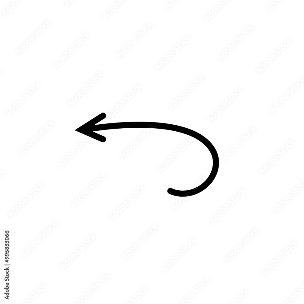 Semicircular rounded curved geometric trajectory arrow. Arrow of path and movement. Semicircular rounded curved geometric trajectory arrow. Arrow of path and movement.