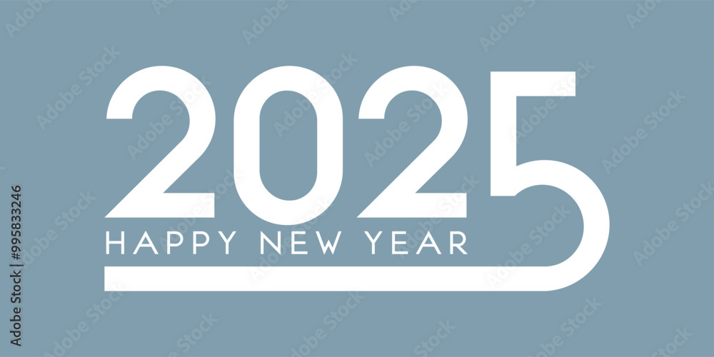 Happy New Year banner with a minimal typography design Happy New Year banner with a minimal typography design