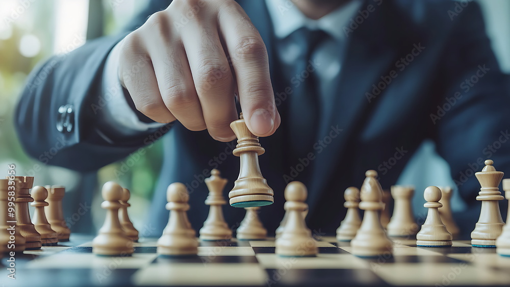 A businessman is playing chess A businessman is playing chess