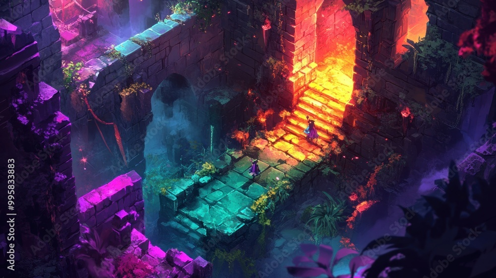 A Mystical Stone Pathway with Glowing Colors Leading to an Unknown Destination A Mystical Stone Pathway with Glowing Colors Leading to an Unknown Destination