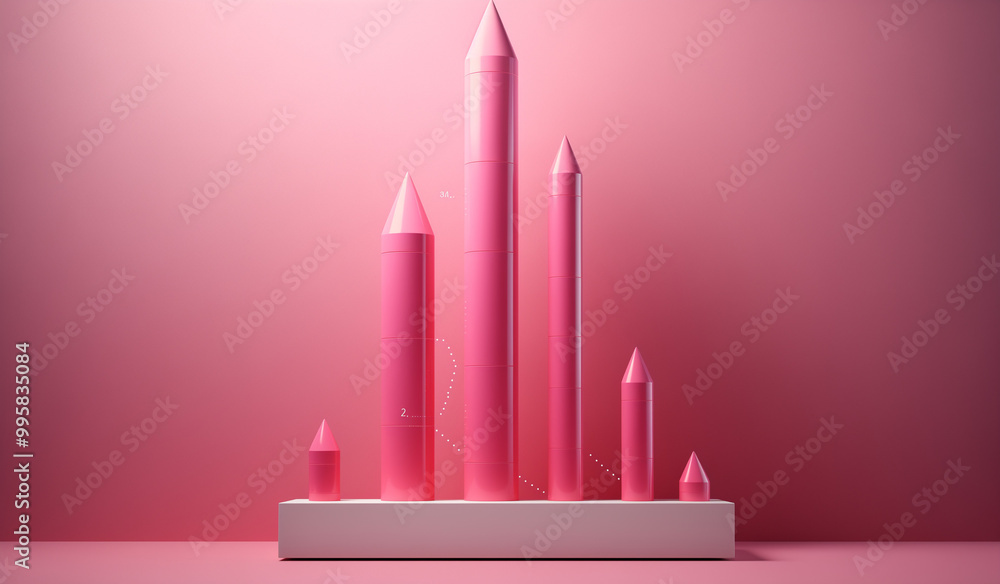 Graph in pink color. Success in business. Graph in pink color. Success in business.